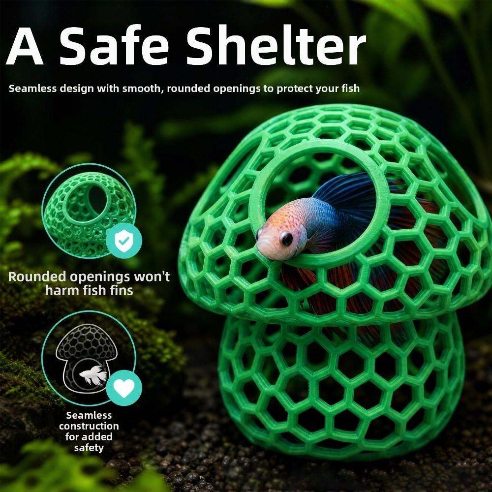 Hollow Out Fish Shrimp Hideout Shelter Simulation Mushroom Betta House  Landscape Decoration