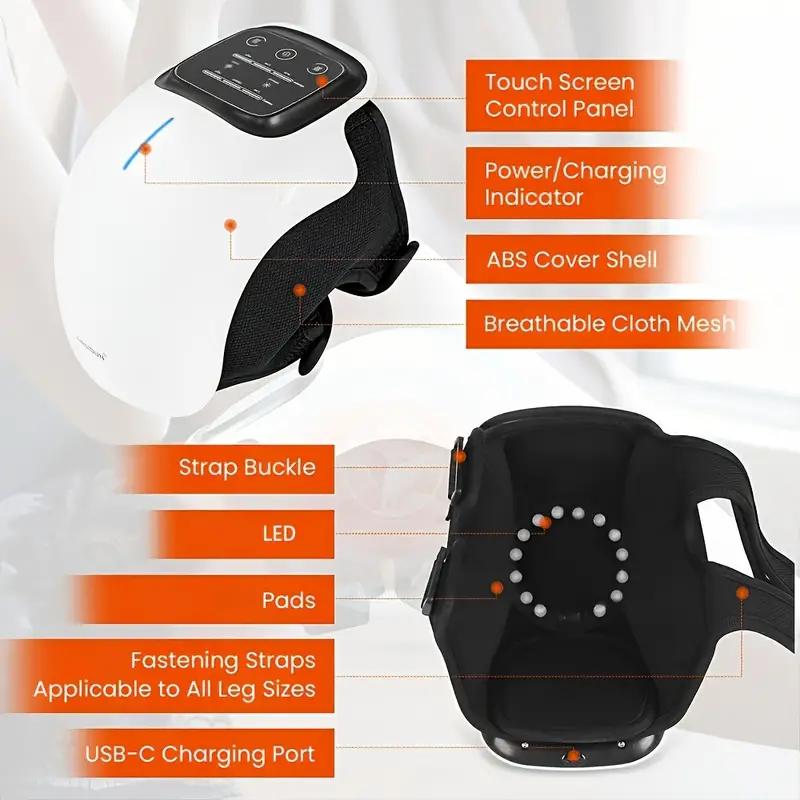 2026 New Cordless Knee Massager with Heat and Vibration, Portable Knee Massager with Large LED Screen, Adjustable Temperature, Comfort Pe