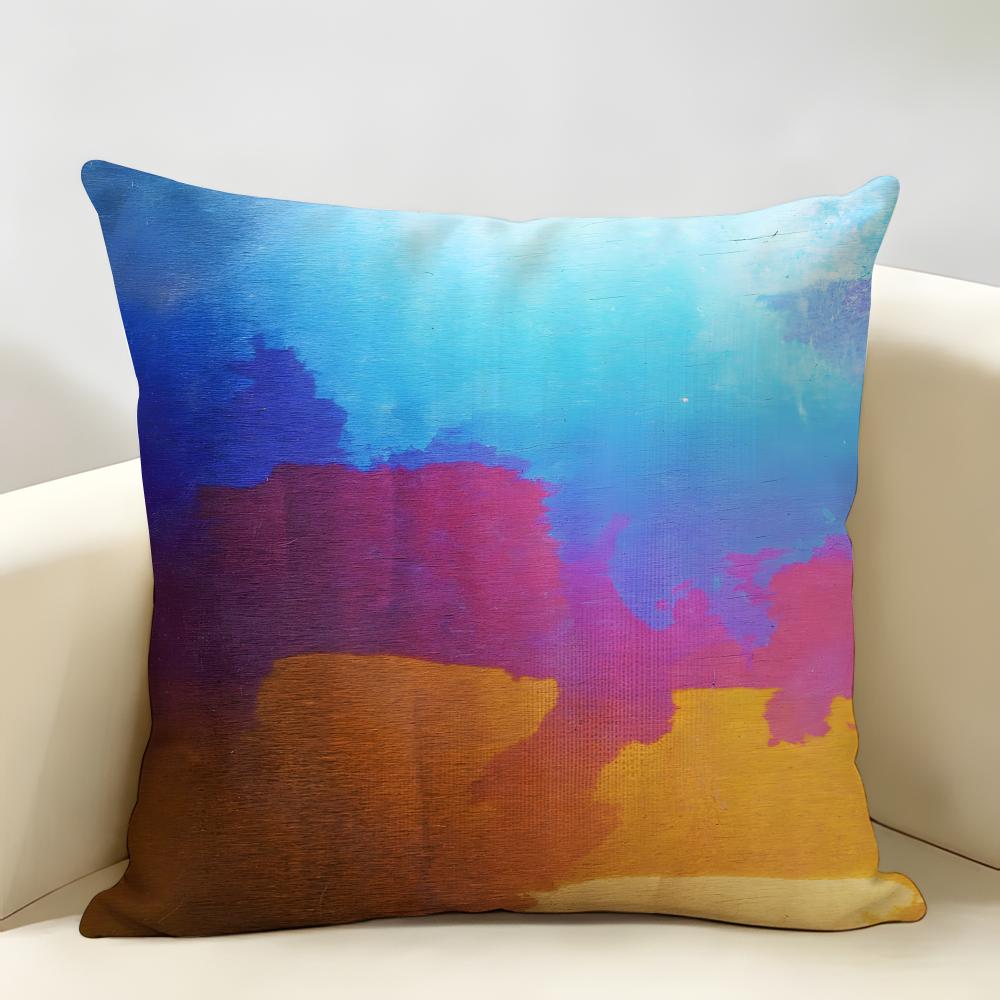 Modern Brushstroke Grunge Paint Pattern Cushion Cover Natural Linen Organic Fabric Printing Breathable Perfect For Home Decor