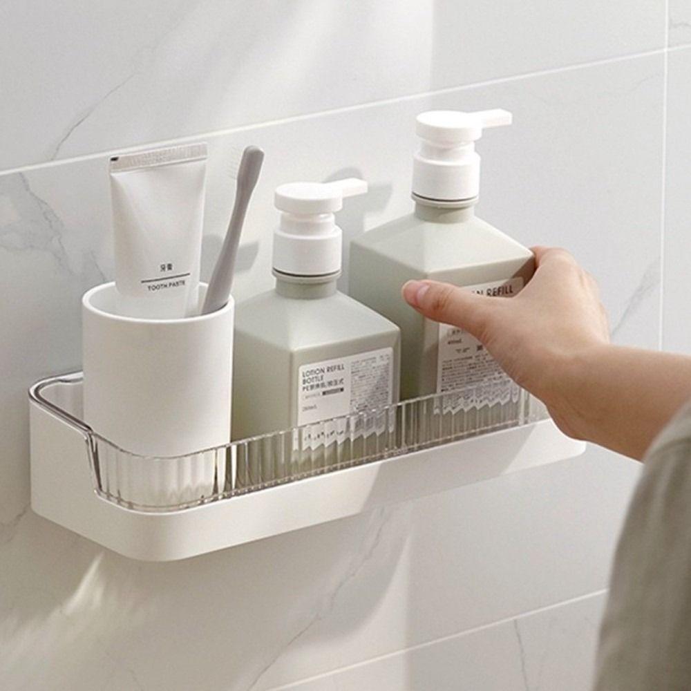 Plastic Bathroom Storage Rack Wall Mounted Bathroom Shelf Toiletries Holder  Shower