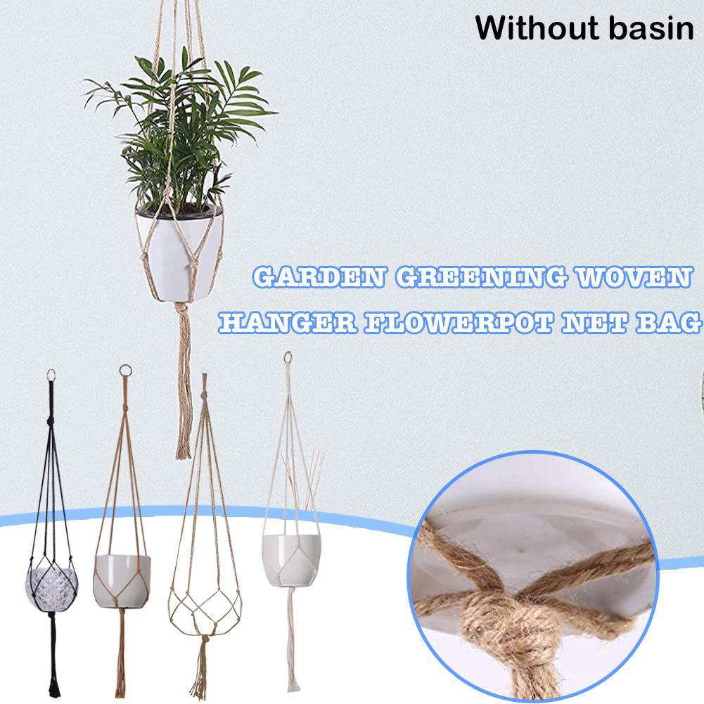 90cm Handmade Flower Pot Net Bag Braided Home Vintage Decor Plant Hanging Basket Knotted Rope Garden Plant Hanger Pot Tray
