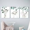 Safari Baby Animals Canvas Poster Nursery Zebra Giraffe Wall Art Print Eucalyptus Animal Painting Nordic Kid Bedroom Pictures