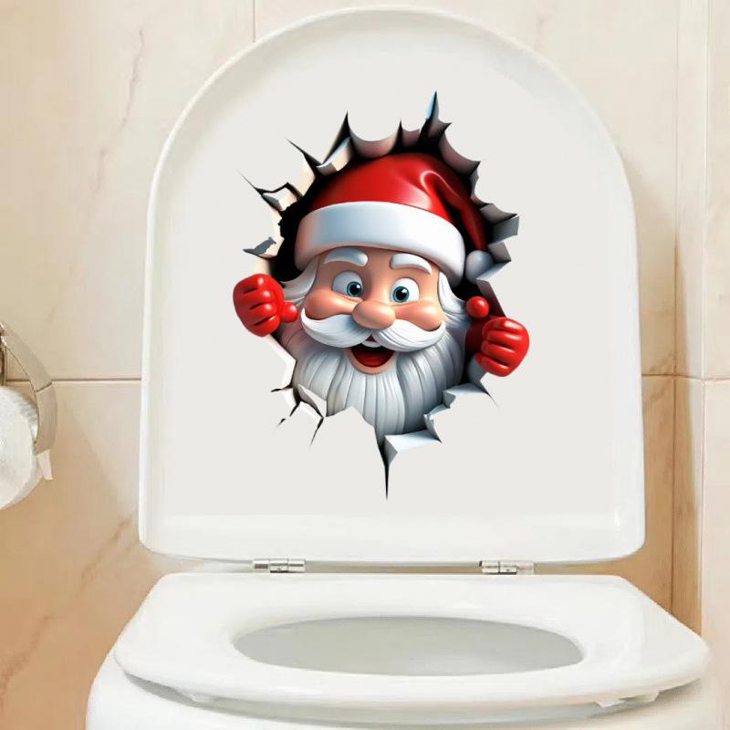 

Snowman Christmas Toilet Stickers Pvc Self-adhesive Waterproof 5 Types Wall Sticker Bathroom Decals Mural For Xmas Decoration