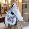 Japanese Style Y2k Shoulder Bag Bear Pattern Canvas Tote Bag Casual Vintage Plaid Handbag  Outdoor