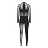 Womens Gymnastics Unitard Bodysuit Rhinestone Sheer Mesh Patchwork Cutout Back Full Body Jumpsuit Figure Skating Wear