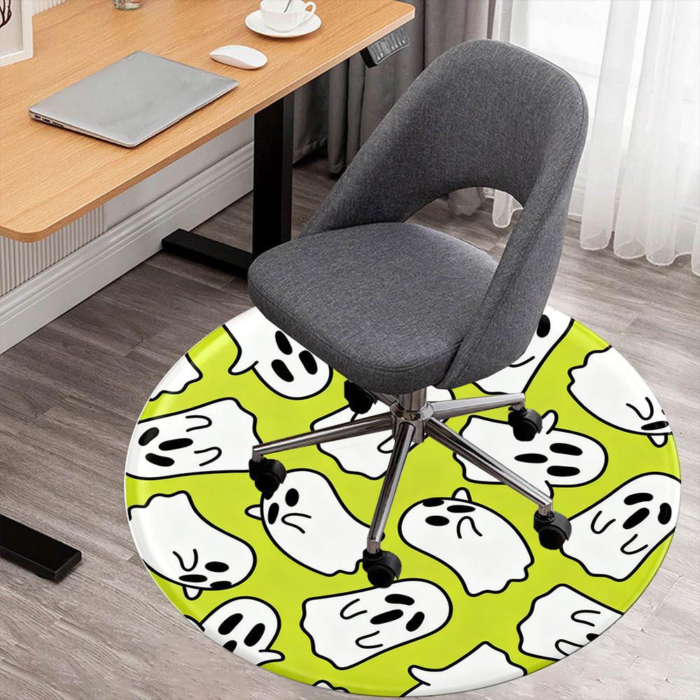 1pc Ghost Halloween Round Chair mat office Area Rug - Non-Slip, Floor Mat for Office, Bedroom, Ideal home decor gift p0105043