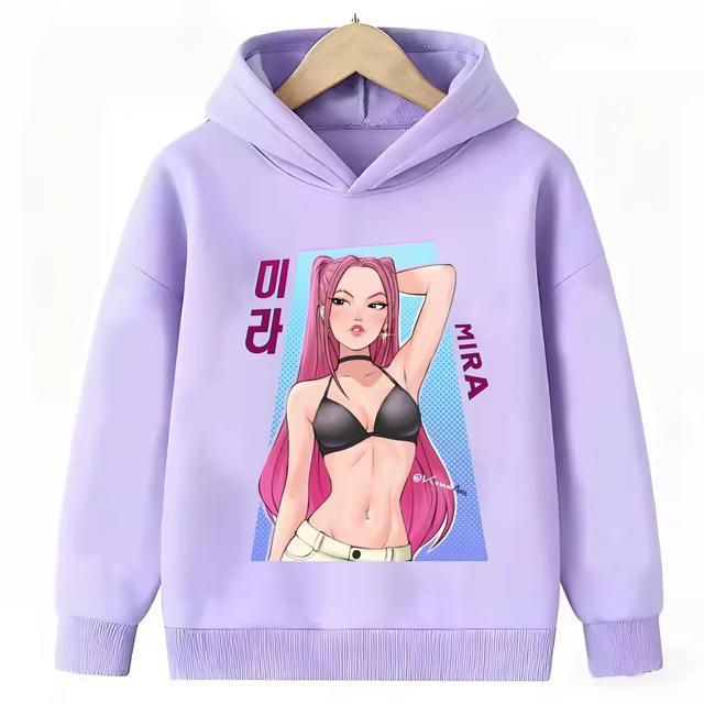 2026 Kinder Kpop Dämonenjäger Lila Hoodie - Warm, Lässig und Locker geschnitten für Jungen & Mädchen