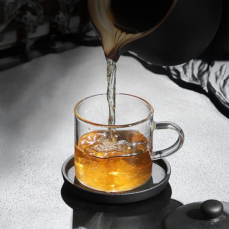 100ml 12er Set Chinesischer Stil Wasserbecher mit Henkel Teeverkostungsbecher Transparent Kung Fu Teebecher Geeignet für Familienfeiern