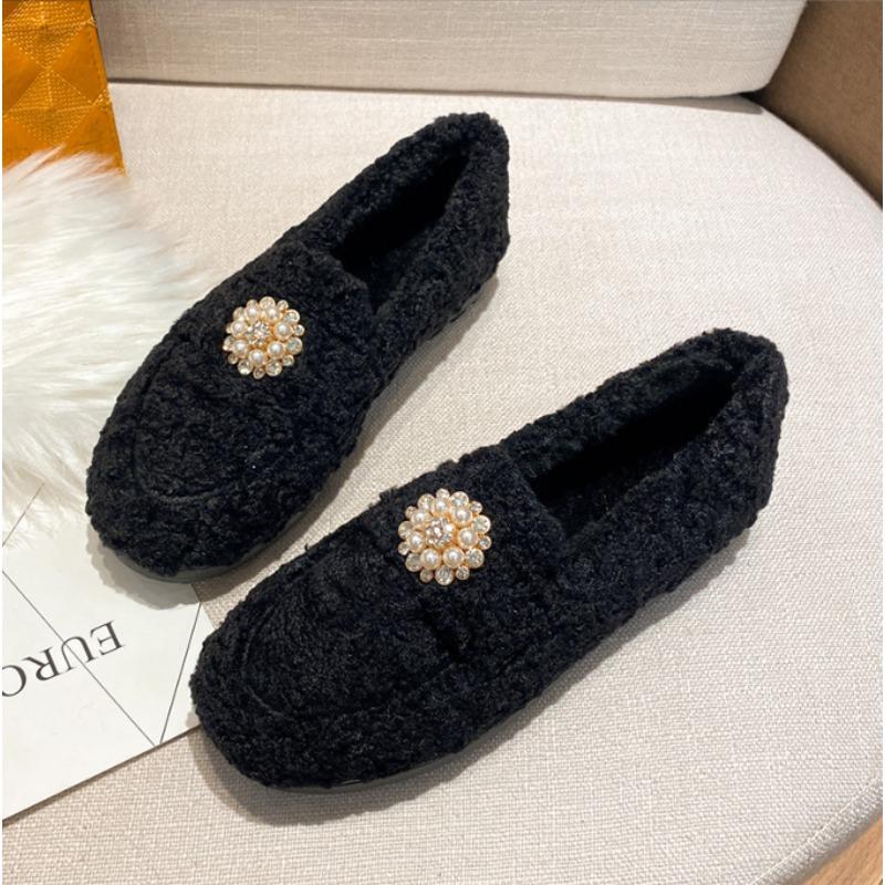 Women Fur Boots Cotton Slippers Women Winter New Style Bag Heel Home Warm Non Slip Plush Cotton Shoes For Women Wearing Outside