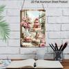 2D Flat, 1pc Vintage Metal Wall Art with Pink Roses, Cupcakes & Elegant Cake - 8x12 Inch Aluminum Kitchen Dining Room Decor Suitable for Cafe, Bar