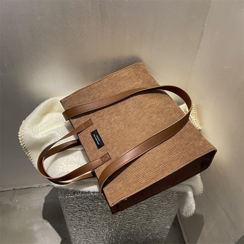 Casual Tote Soft Corduroy Satchel Shoulder Bags For Women Ladies Large Capactiy Office Handbags Shopping Crossbody Bag ARI
