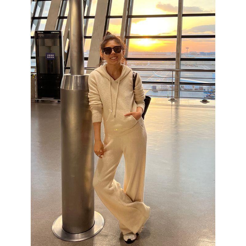 

Blacknini Инь Хуафу/Як Бархат Тедди Conseini Круг Кашемировый Худи Свитшот Пуловер/Брюки Outwear-White XL