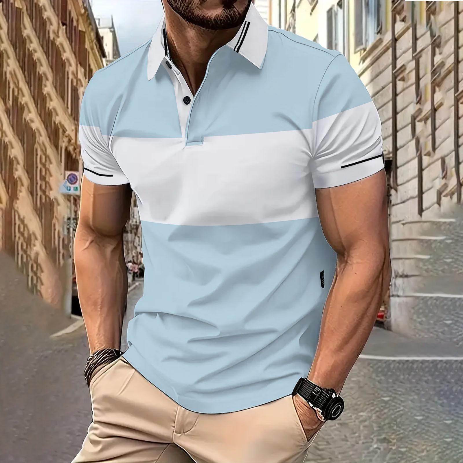 

Мужская рубашка для гольфа, повседневная спортивная, с V-образным вырезом, ребристый воротник, с коротким рукавом, модная, повседневная, однотонная, однотонная, весна-лето, стандартная посадка M