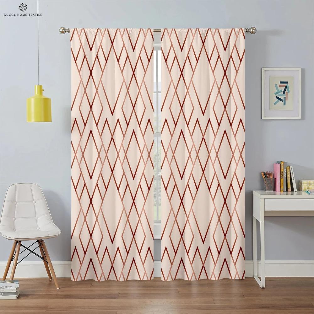 Rideaux Géométriques Colorés Simples Occultants Isolation Thermique Chambre à Coucher Salon Cuisine 2 Pièces Personnalisable
