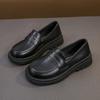 Spring and Autumn New Boys Leather Shoes Children Britain Style Black Casual Shoes for Girls Performance Slip-on Loafers