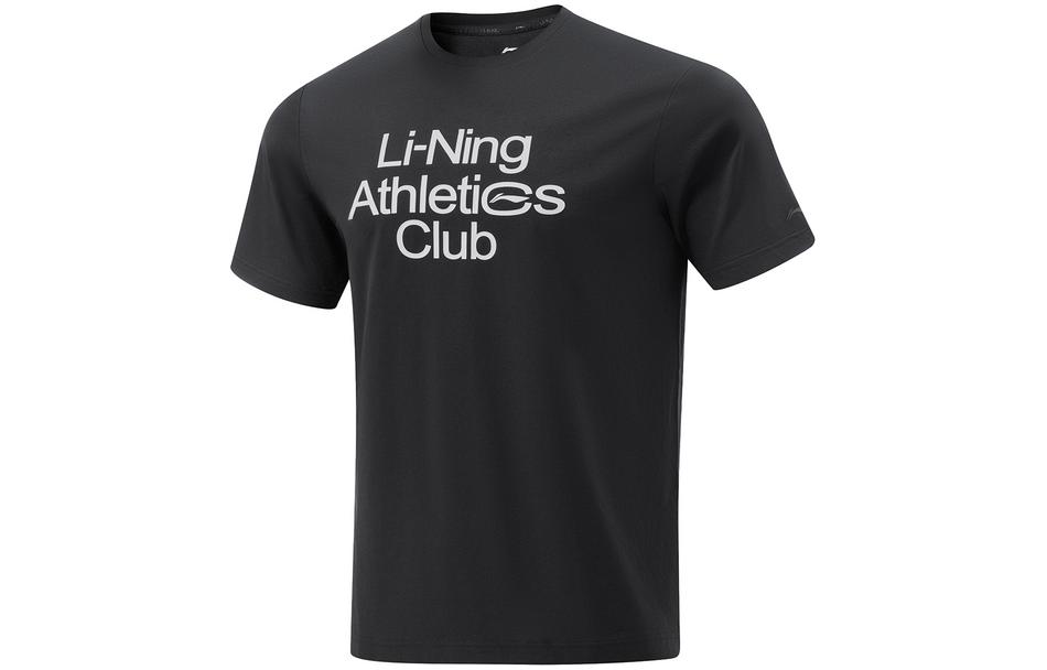 Li Ning Herbal Tea T Shirts Men s Black Crew Neck Moderate Straight Fit ATSU591-2 S