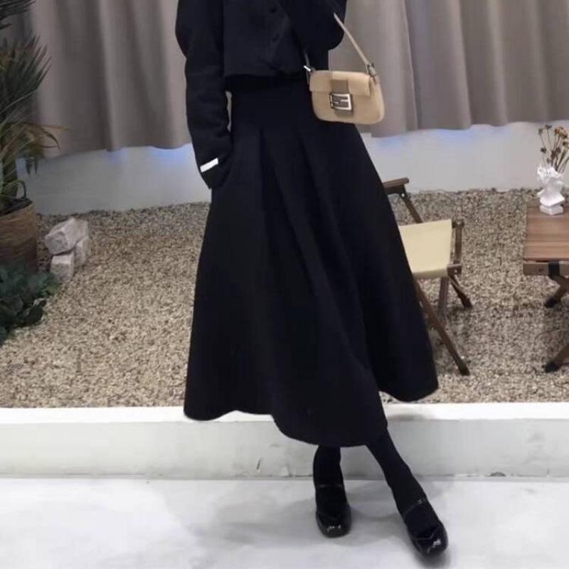 

Элегантный ароматный стиль больших размеров пальто с высокой талией и юбка миди комплект из двух предметов для осени и зимы Small