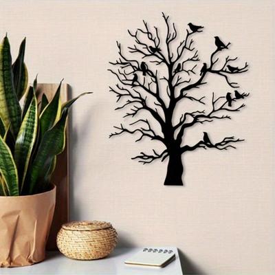 Wall Art Metal Tree of Life with Birds for Home Decor Garden