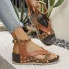 2025 Summer Ankle-wrap Women's Outdoor Platform Sandals Buckle Strap Wedges Casual Mixed Colors Plus Size Daily Walking Shoes