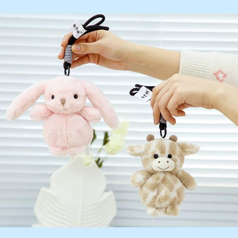 Rabbit Giraffe Cute Panda Animal Plush Keychain Toy Decoration Gift Keyrings