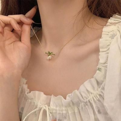 Exquisite Bell Orchid Necklace Women's Summer Light Luxury Niche Luxury French Retro Temperament Collarbone Chain Accessories