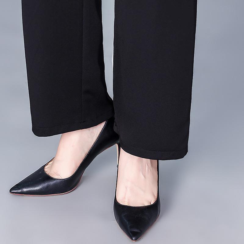 Spring/Summer High-Waisted Straight-Leg Pants for Middle-Aged Women, 45-60, In Solid Colors