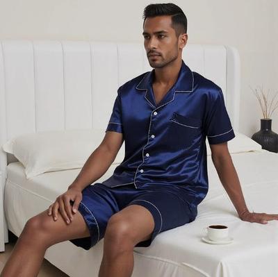 Men's Summer Lapel Pajama Set, Loose Fit, Plus Size Homewear