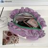 1PCS Vintage Ruffled Edges Fabric Makeup Brush Storage Pouch Cosmetic Makeup Bag For Women
