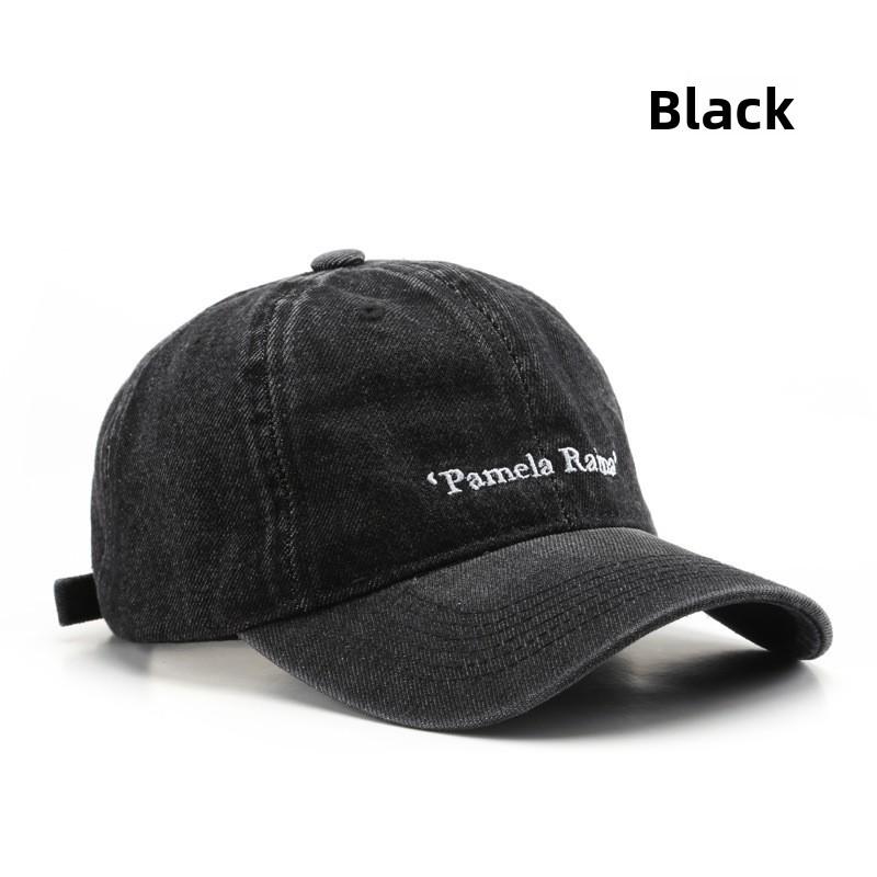 Retro Washout Cotton Denim Cap With Curved Brim For Urban Outdoor Wear чёрный