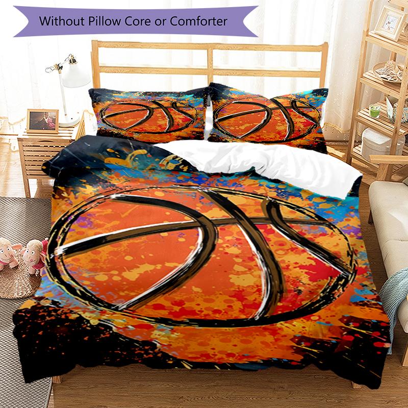 3pcs Basketball Bedding Set Duvet Cover Closure Includes 1 Duvet Cover & 2 Pillowcases, Soft and Comfortable for All Seasons.