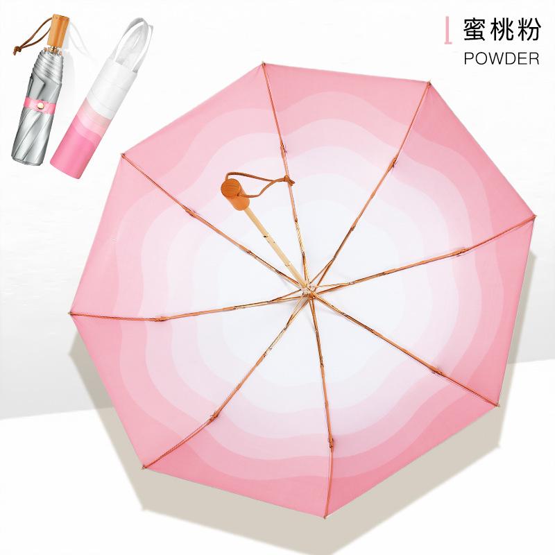 Titanium Silver Three-fold Retro Parasol Sun Protection Anti-folding Umbrella Portable Light Sun Umbrella Sun Protection Umbrella