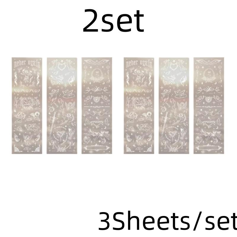 3 Sheets Butterfly Moon Star Stickers PET Transparent Decorative Stickers For Craft Album Journal Scrapbooking