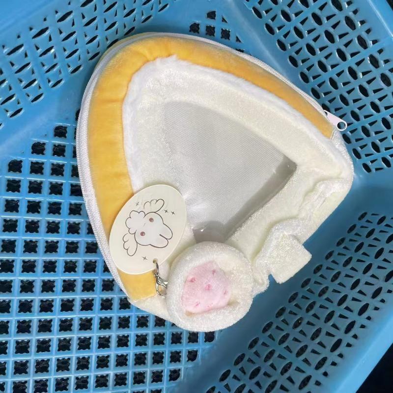 Cute Cake Shape Doll Carrier Bag Strawberry Plush Display Pouch For 10Cm Cotton Doll Storage Backpack Pendant Decor