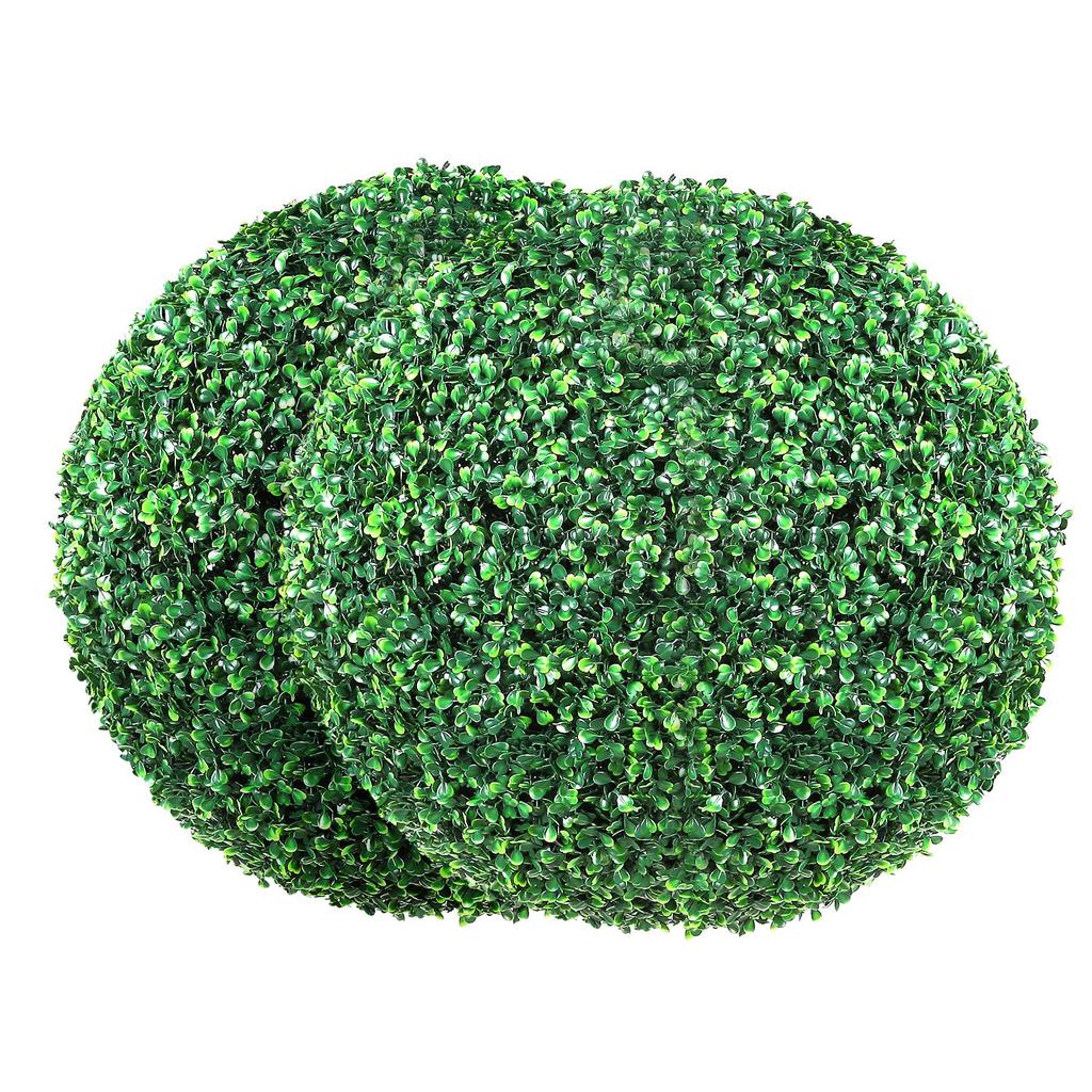 VEVOR Artificial Topiaries Boxwood Trees, 16” Tall (2 Pieces), Ball-Shape Faux Topiaries Plant