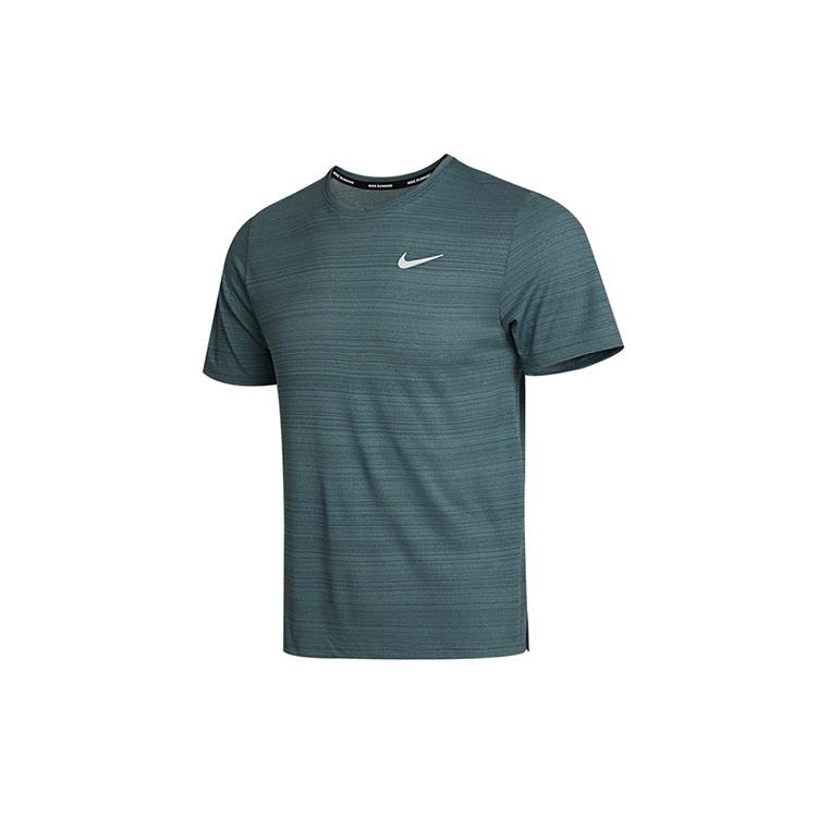 Мужская футболка Nike для бега серо-зеленая CU5993-387 S