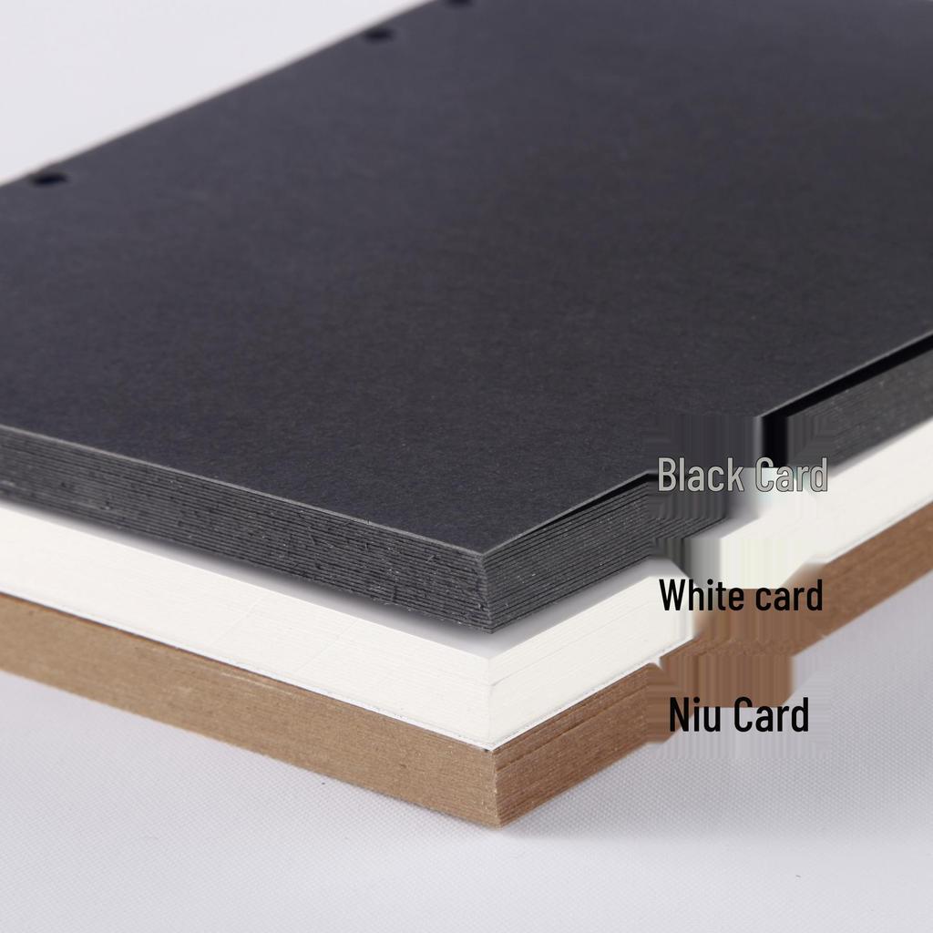 A4/A5 Handmade Kraft Paper Journal with White/Black Card Cover and Loose-Leaf Binding for Drawing and Photography