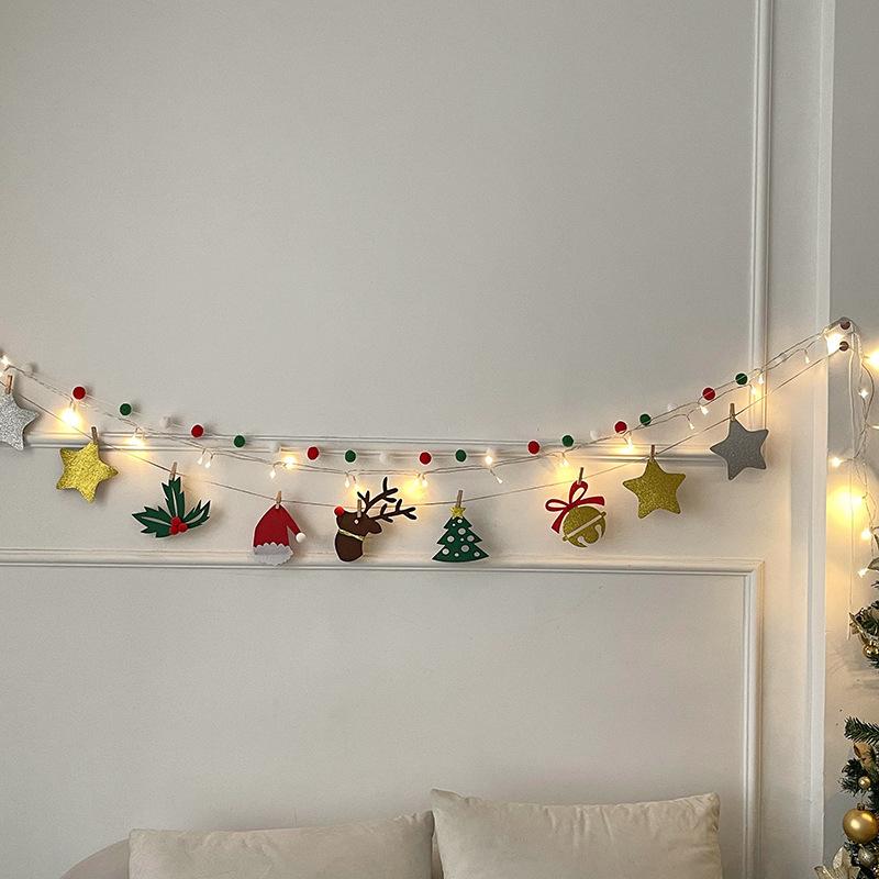 Christmas Decoration Photo Wall Garland Flag Party Decoration Decoration Clip Christmas Tree Hair Felt Small Pull Flag