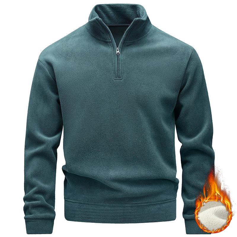 

Sweatshirt Men s Fleece Warm Half Zipper Turtleneck Sweatshirt Solid Autumn Winter Pullover Korean Casual Sweatshirts Sportswear XL зелений