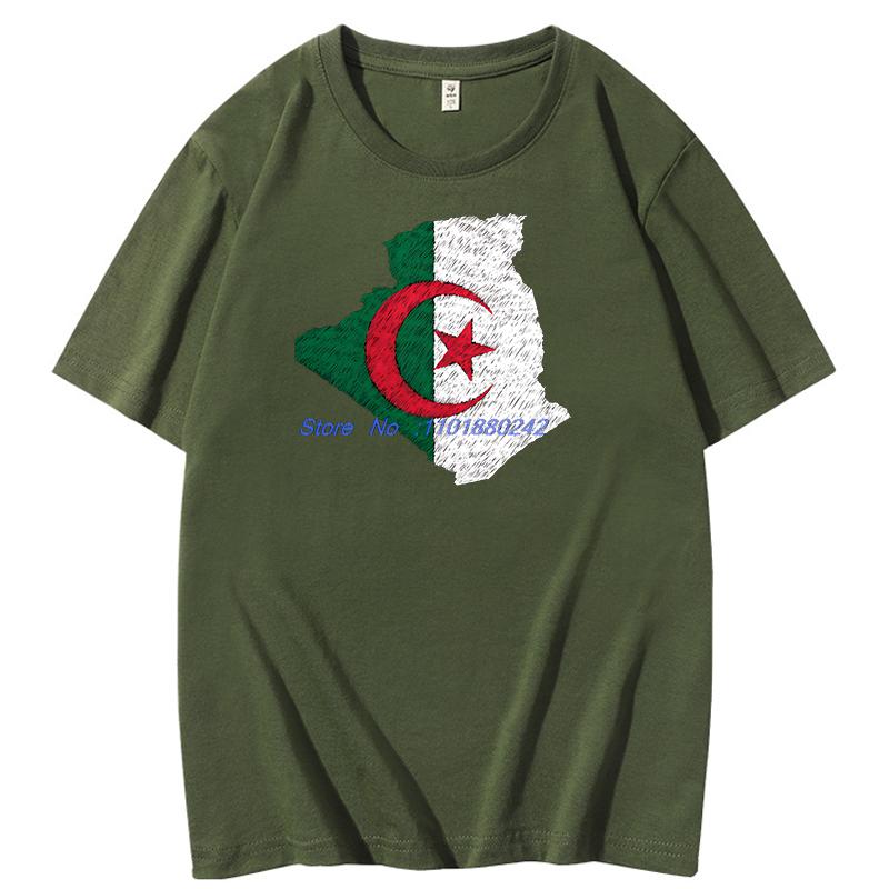 Algeria Algiers Flag Map Graphic T Shirts Summer Cotton Short Sleeve T Shirt Unisex New Shirts And Tshirts Print T Shirt