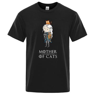 Cartoons Mother Of Cats Funny Print Tshirt Men Oversized Breathable Menswear Cotton Summer T-Shirts Casual Crewneck Men 80493