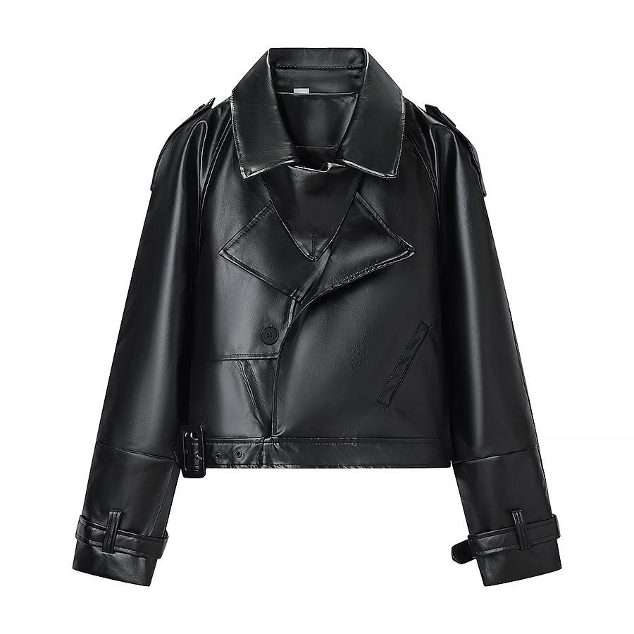 Winter new European and American style fashion simple versatile locomotive leather jacket short jacket