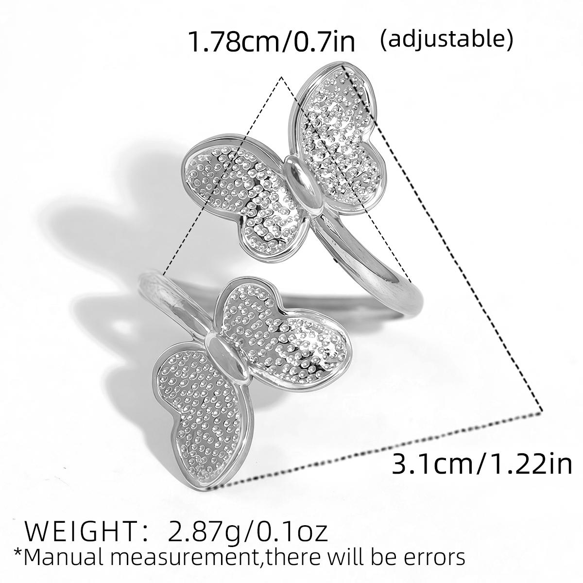 

Exquisite Butterfly Design Stainless Steel Rings 18K Gold Plated Waterproof High Quality Zircon For Daily Wear Vacation Seaside resizable