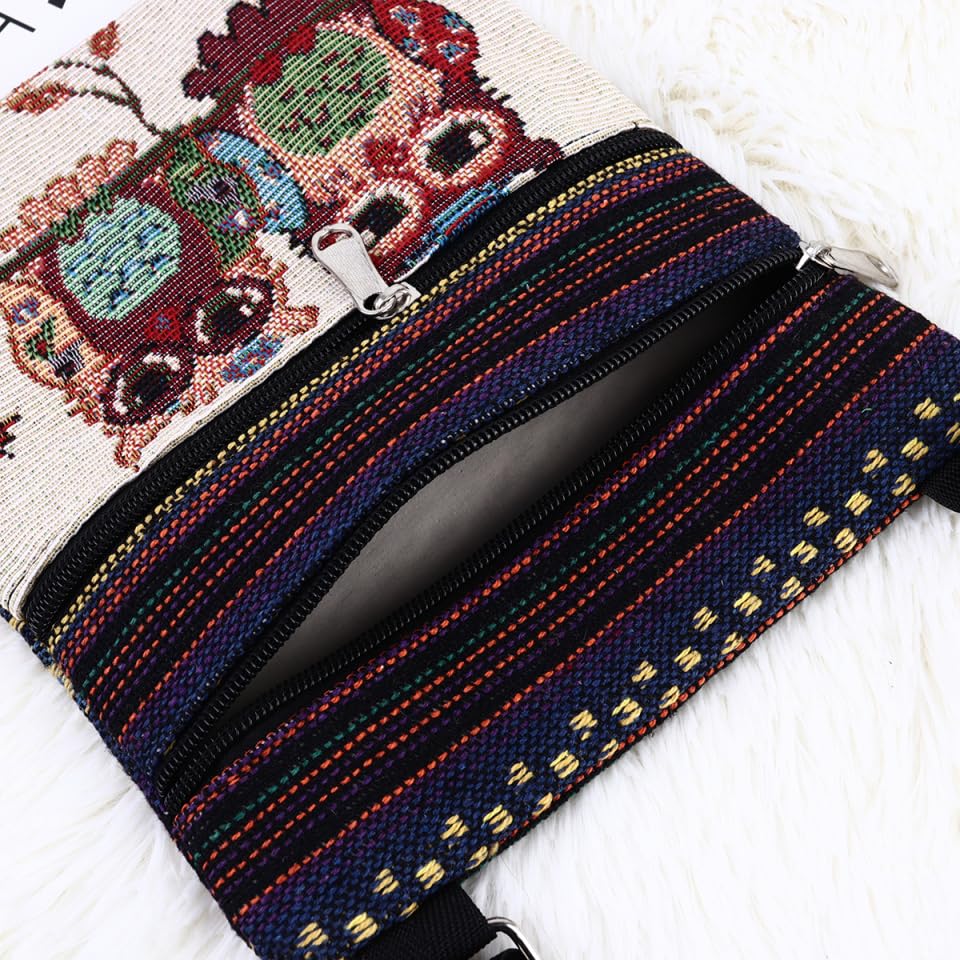 [iplusmile] Owl Print Crossbody BagShoulder Bag for Women, Owl Print Canvas PochetteSmartphone Pouch, Lightweight Mini BagSacocheShoulder Bag with