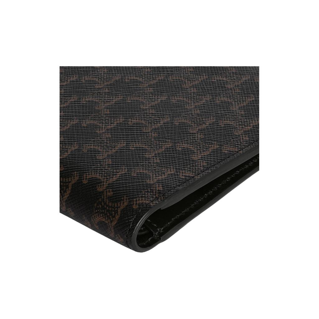 Celine Triomphe Canvas Logo Print Flap Double Fold Smooth Lambskin Wallet Men Wallet Black 10B652BQB.38NO