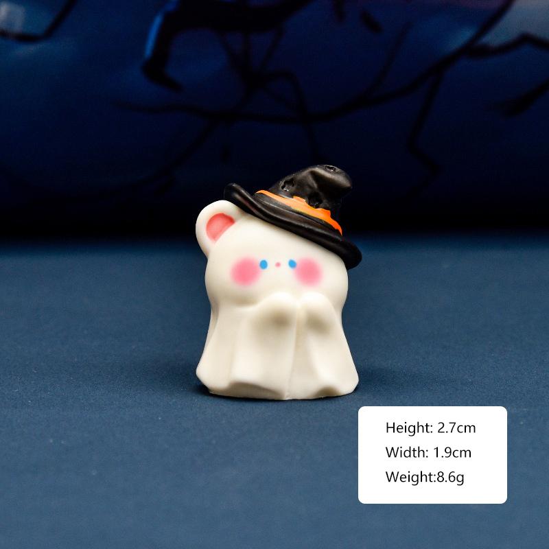 Mini Halloween Ornament Cartoon Pumpkin Ghost Broom Witch Figurine Micro Landscape Car Interior Home Desktop Decoration