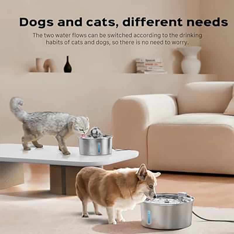 Wasserstandsanzeige Haustier-Wasserbrunnen 3,2L Edelstahl mit Kugel Katzenbrunnen Katzenwasserspender Katzenprodukt