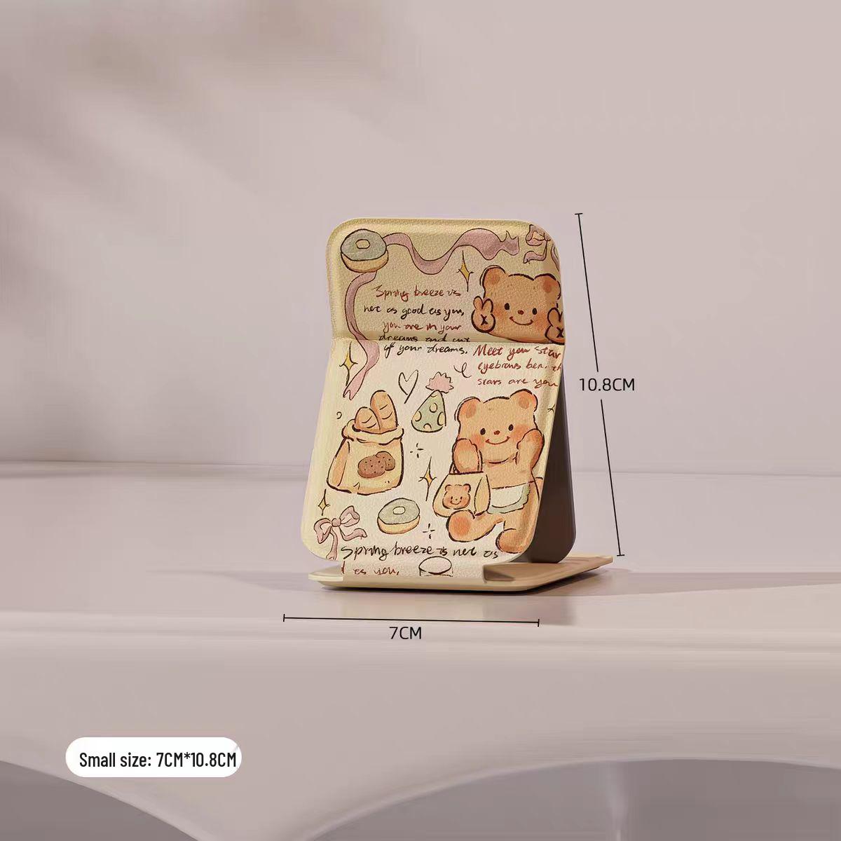 Portable Cartoon Folding Makeup Mirror - Creative Handheld Desk Mirror for Dorms