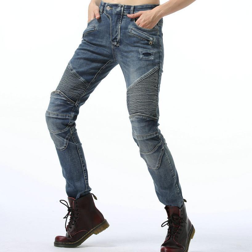 Lässige Retro-Lokomotivhose aus reiner Baumwolle, Motorrad-Jeans, Lokomotiv-Rennhose für Damen