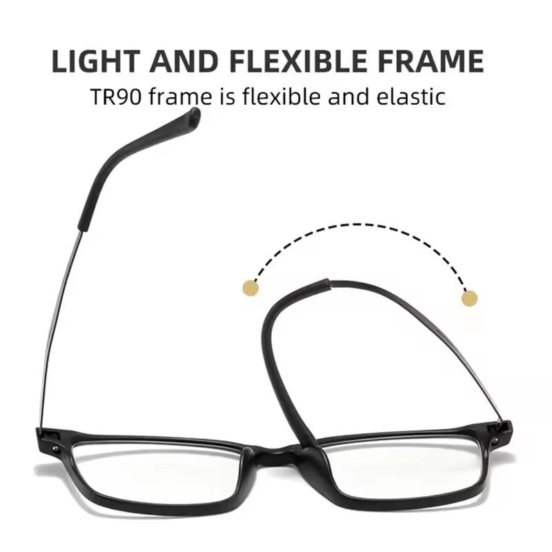 New Retro Business Anti Blue Light Men'S Reading Glasses Ultralight Square Titanium Alloy Glasses  Diopter +100 +200 +300 +400