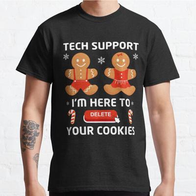 Plus Size S-3XL Tech Support I'm Here To Delete Cookies Printed T-shirt Men's Tops Fashion Clothes Tees